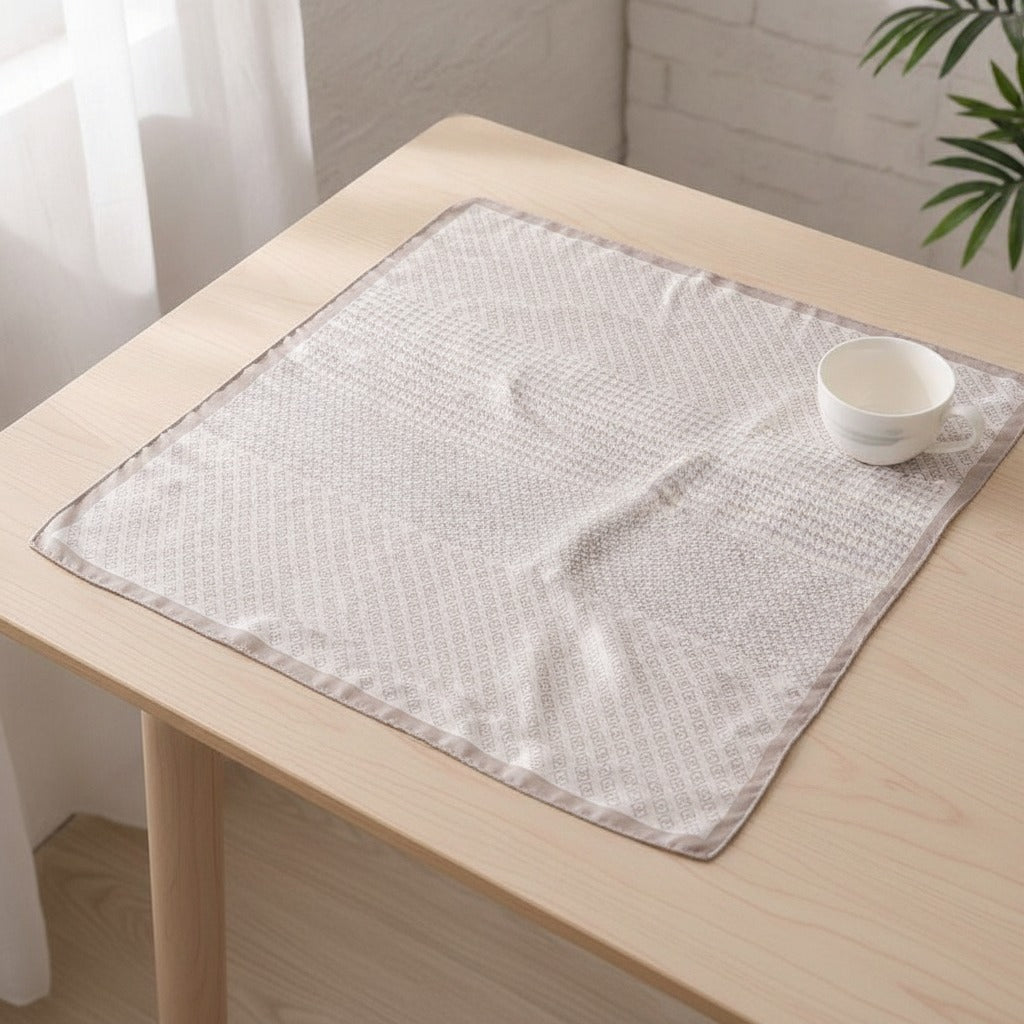 Mixed Texture Square Scarf - Cream