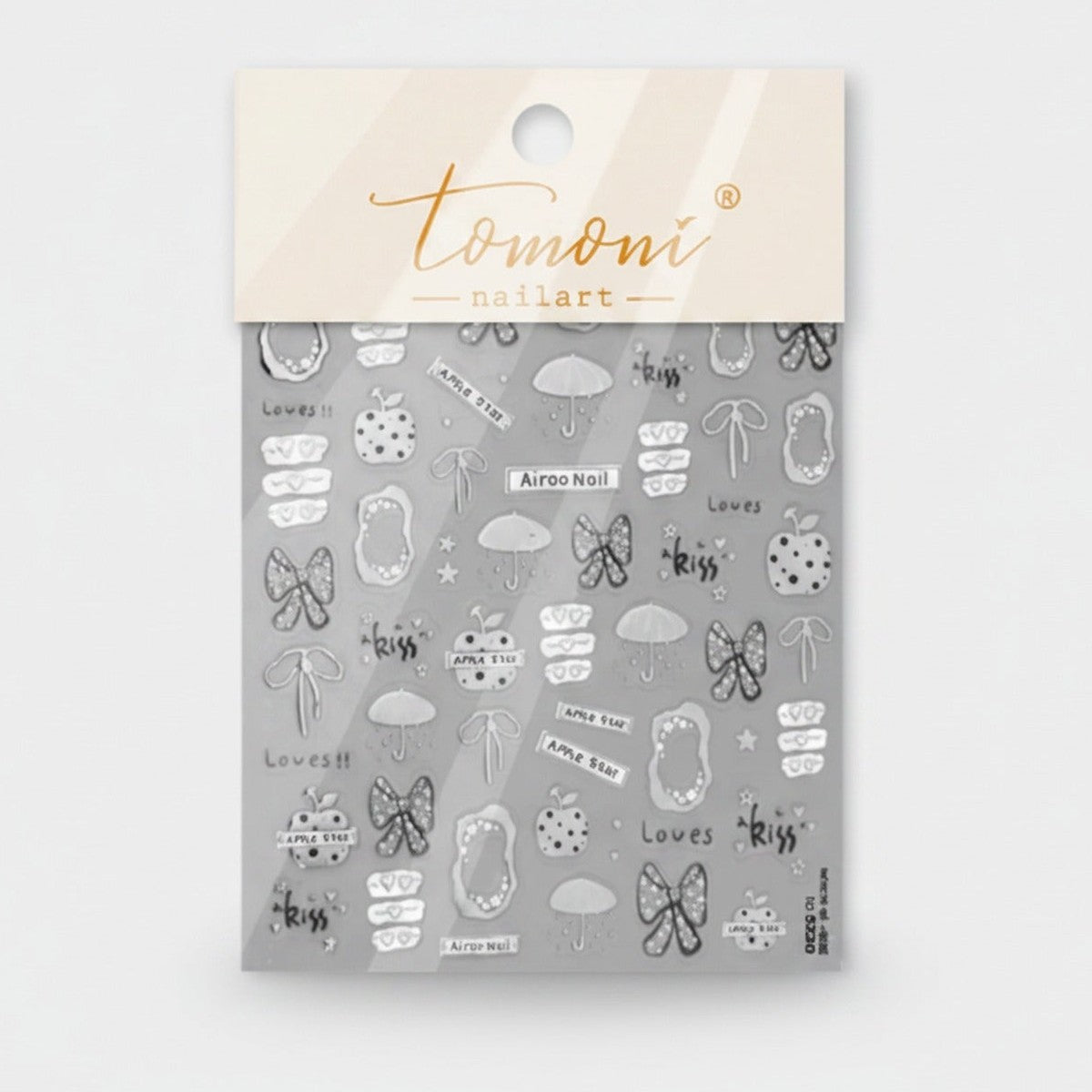 Nail Art Stickers Gray Butterfly Umbrella Design – Korean nail care (view 1)