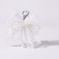 Pearl Lace Bow Bag Charm - White