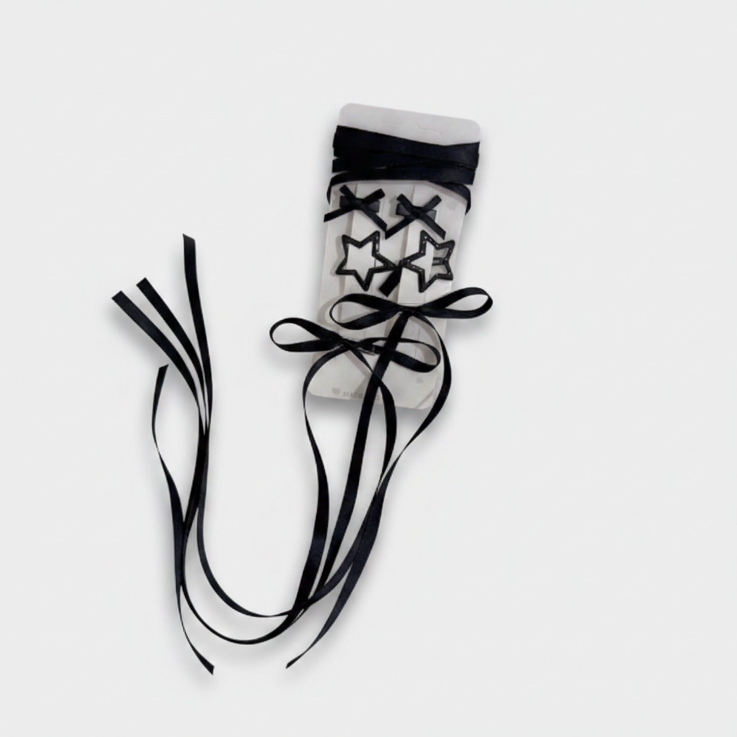 Star Bow Hair Clip Set Black
