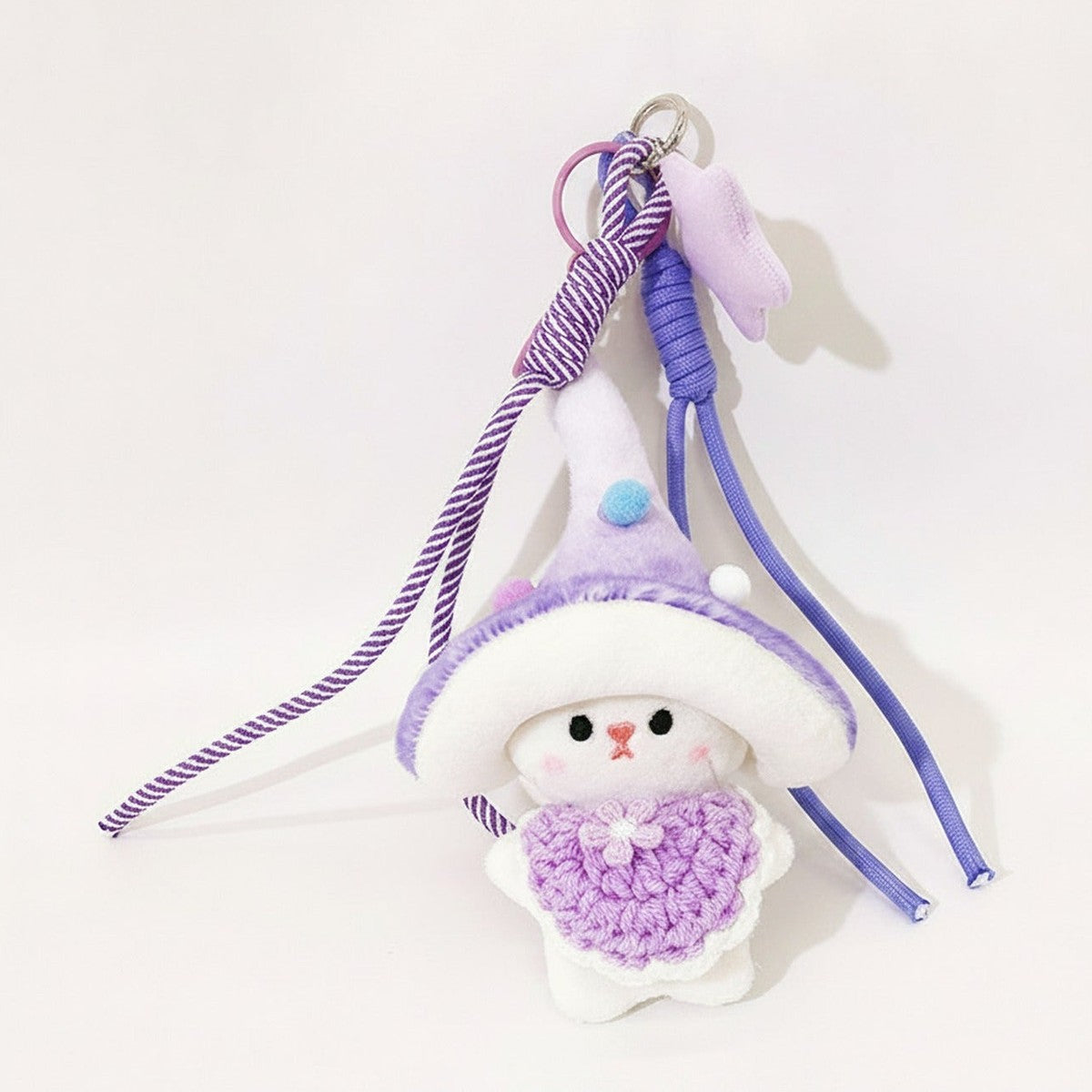 Mushroom Bunny Plush Keychain Charm - Purple – tech (view 1)