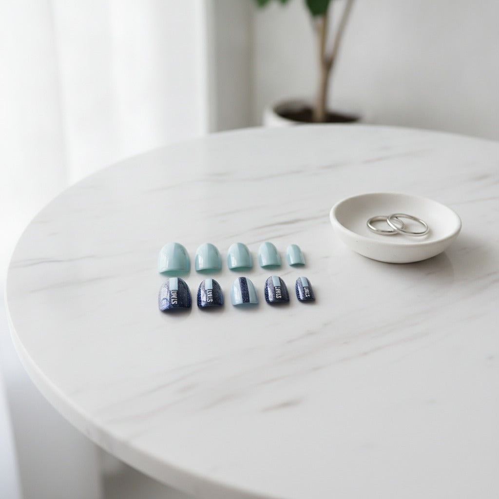 Sage & Navy Press-On Nail Set