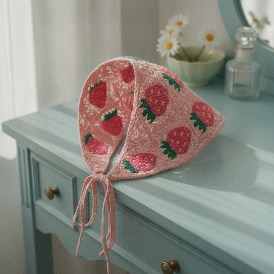 Embroidered Floral Mini Bonnet Headwrap - Type M