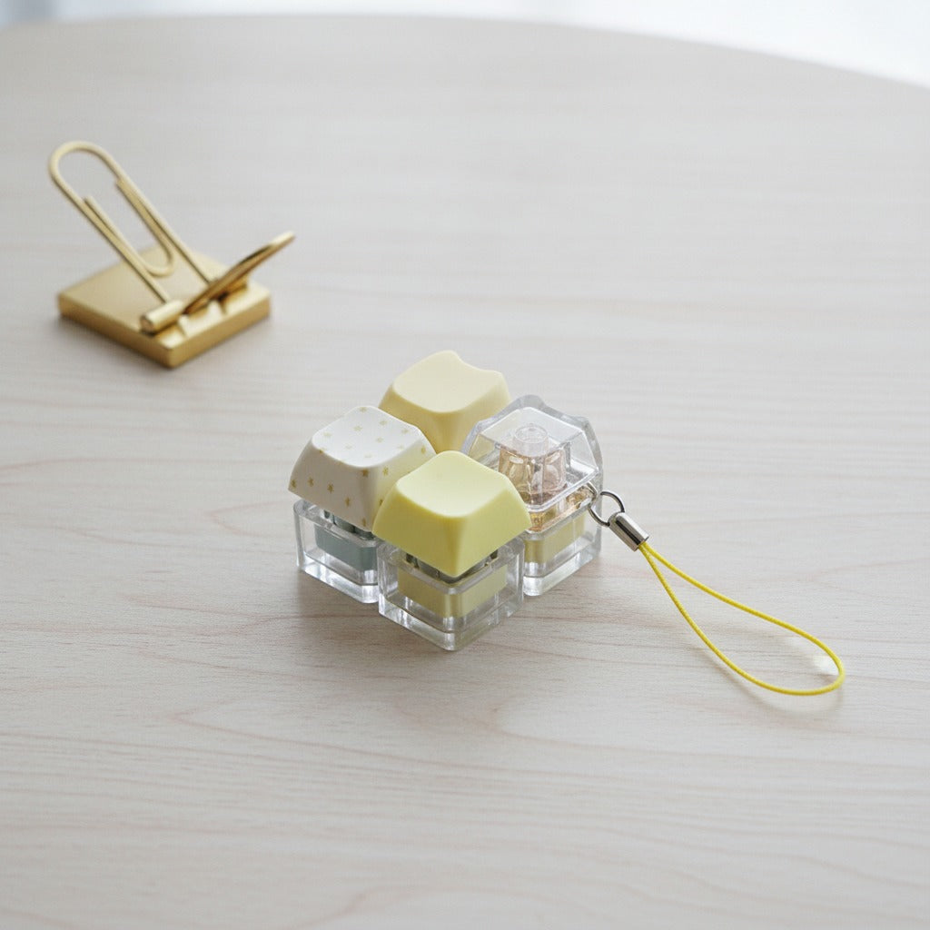 Mini Keyboard Cap Keychain - Yellow Dot