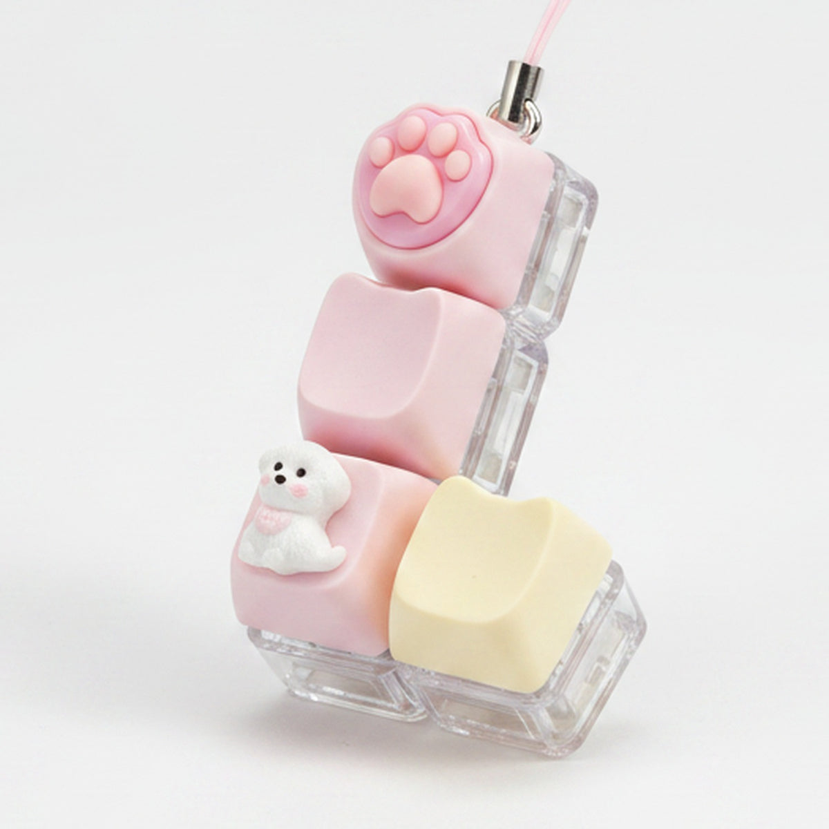 Cute Pup Light-Up Keychain - Pink