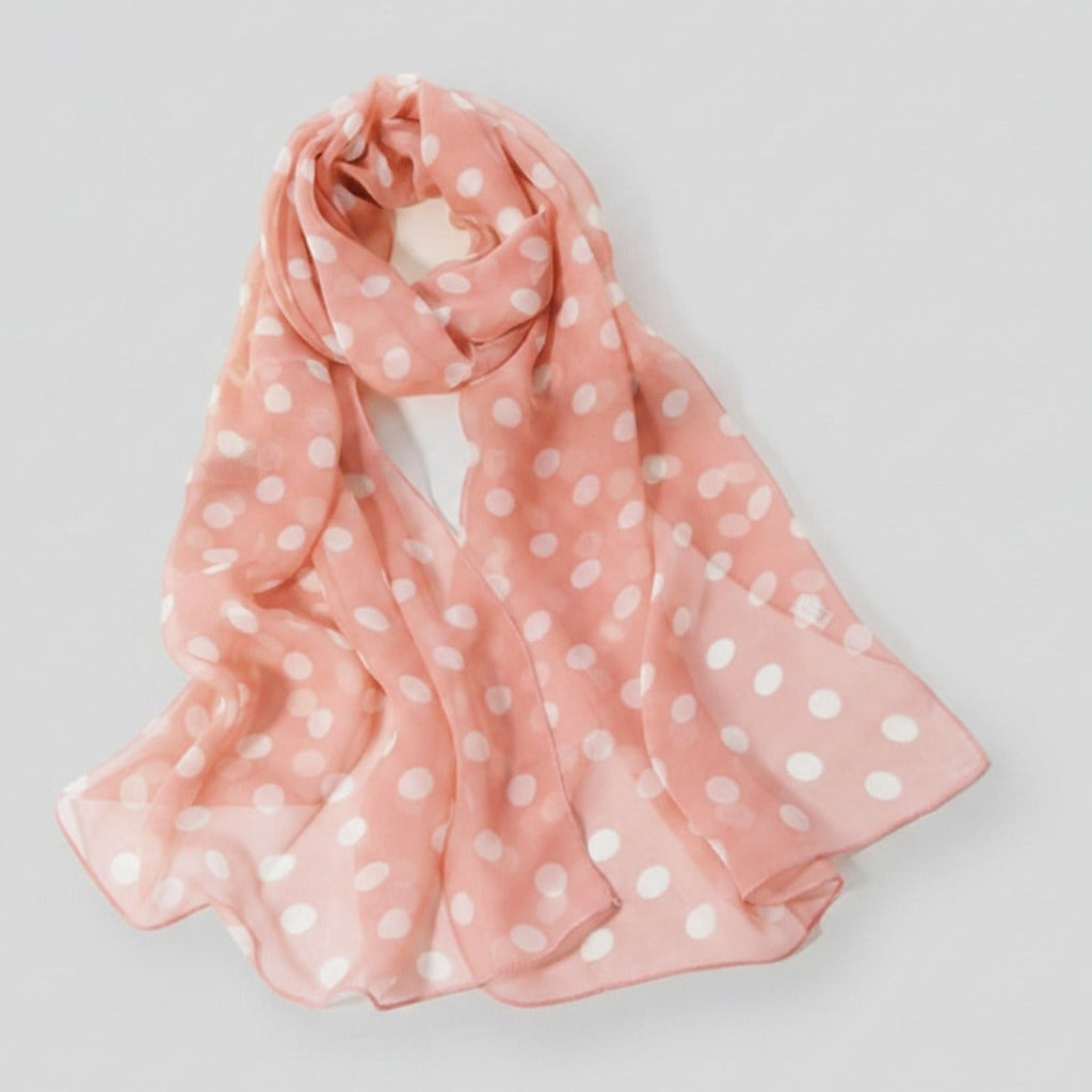 Polka Dot Lightweight Chiffon Scarf Pink – scarves & belts (view 1)