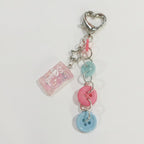 Pastel Button Charm Heart Keyring – novelty & toys (view 1)