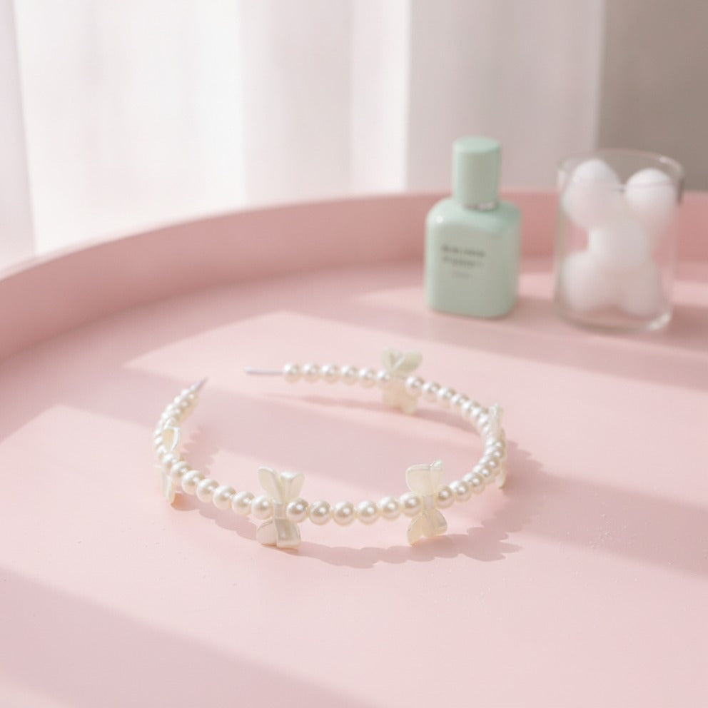 Pearl Bow Headband - Cream Pearl