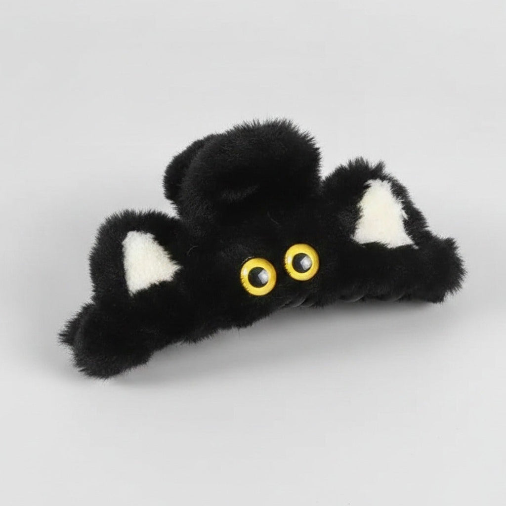 Black Fuzzy Cat Hair Claw Clip – hair accessories (view 1)