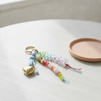 Beaded Letter Charm Keychain - Rainbow Beads