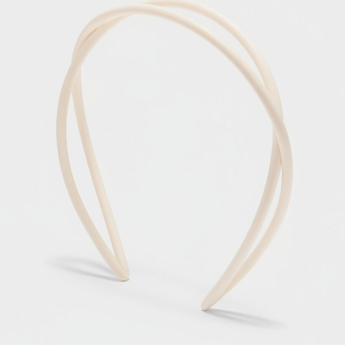 Curved Minimalist Hairband Headpiece - Crossover Hair Headband - Cream – hair accessories (view 1)
