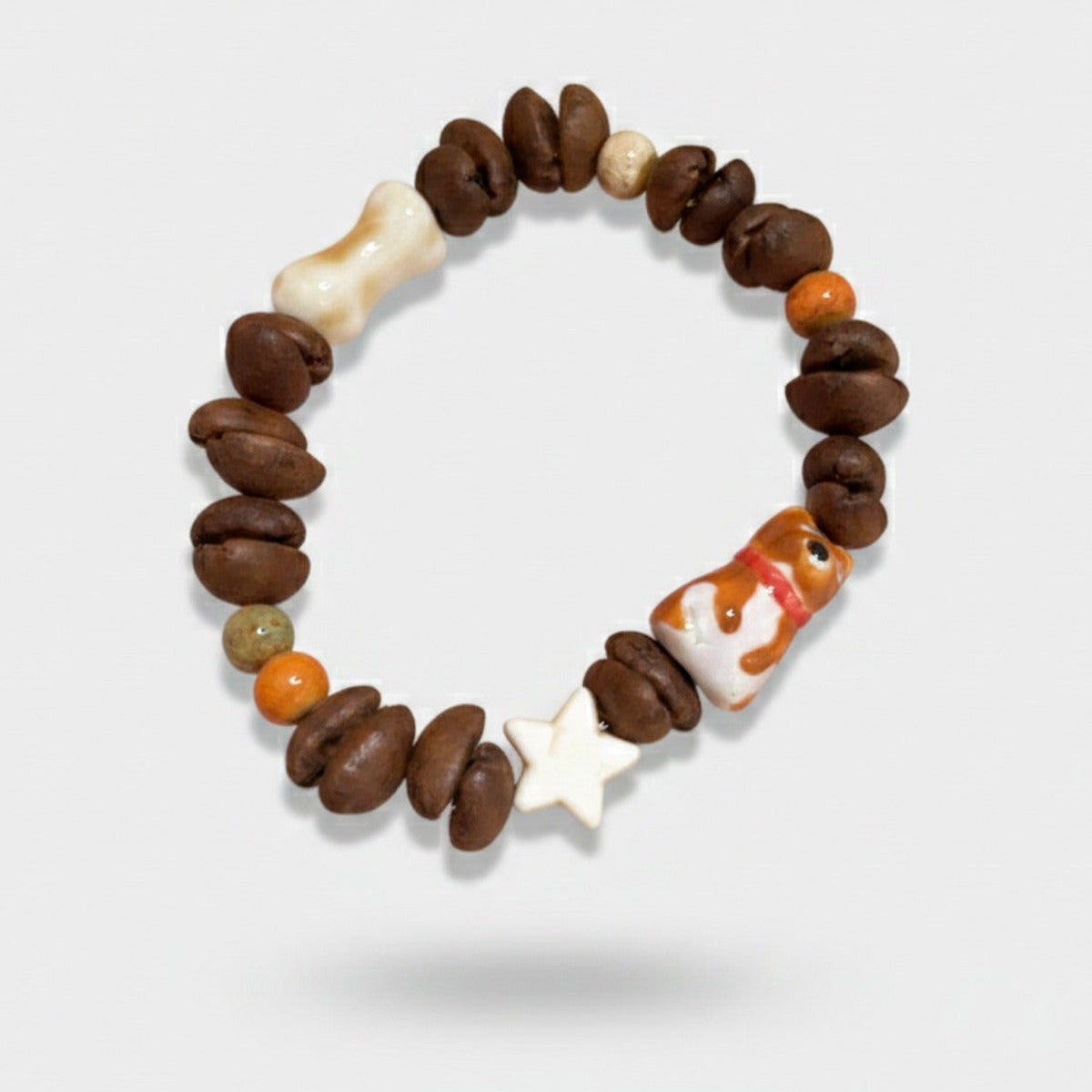 Coffee Bean Bracelet with Bone and Dog Charms – jewelry (view 1)