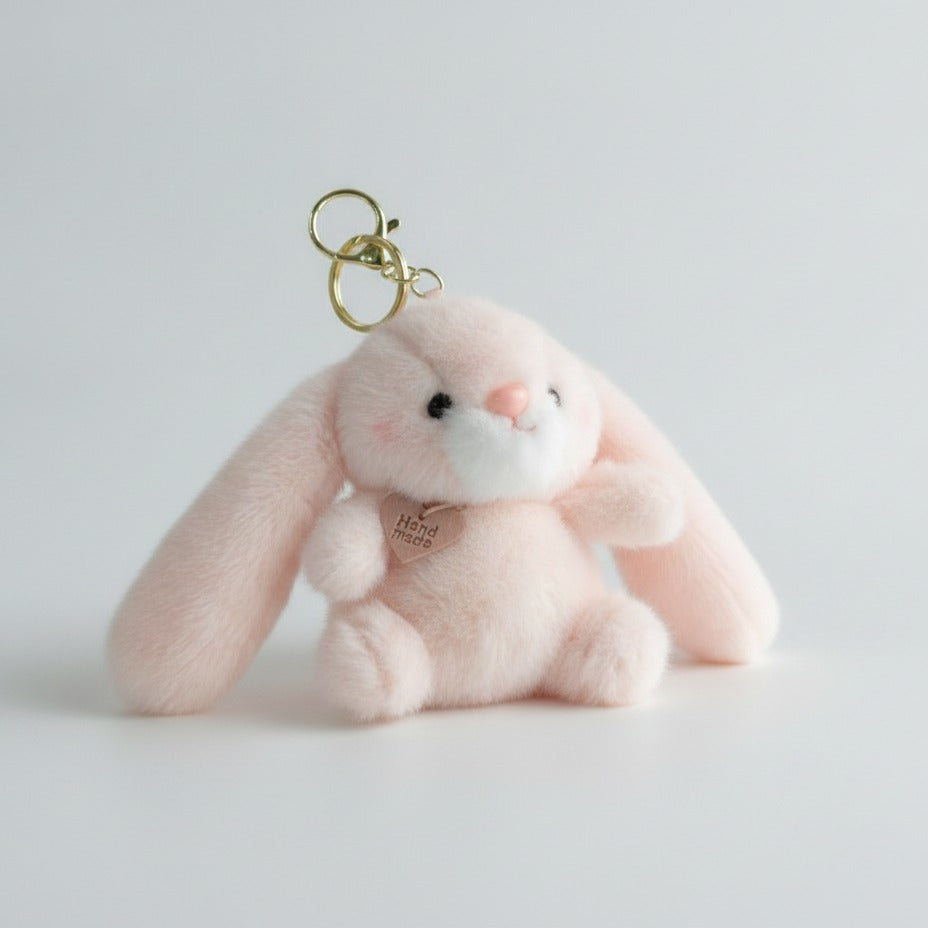 Fluffy Bunny Ears Keychain - Pink