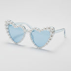 Pearl Heart Tint Sunglasses - A03#XA-5501# Transparent Blue Frame Blue Lens Metal Sprout – eyewear (view 1)