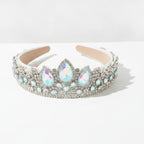 Iridescent Teardrop Rhinestone Crown Headband – hair accessories (view 1)