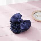 Satin Bow Hair Claw - Navy
