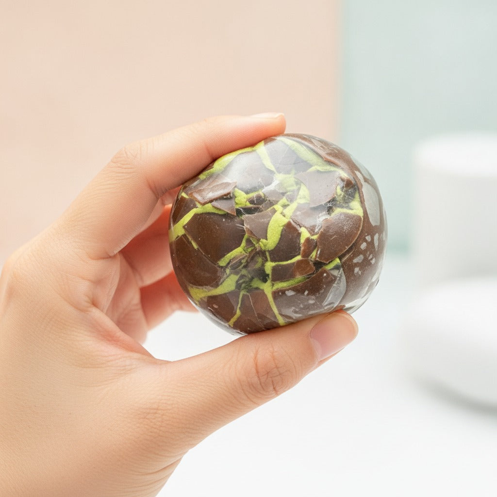 Crispy Bubble Squishy Ball - Crushed Ice Blue - squeeze in hand