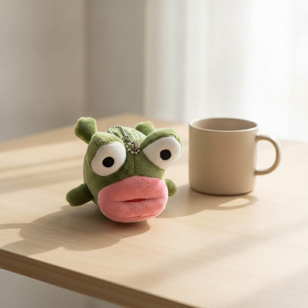 Fuzzy Frog Keychain - Green