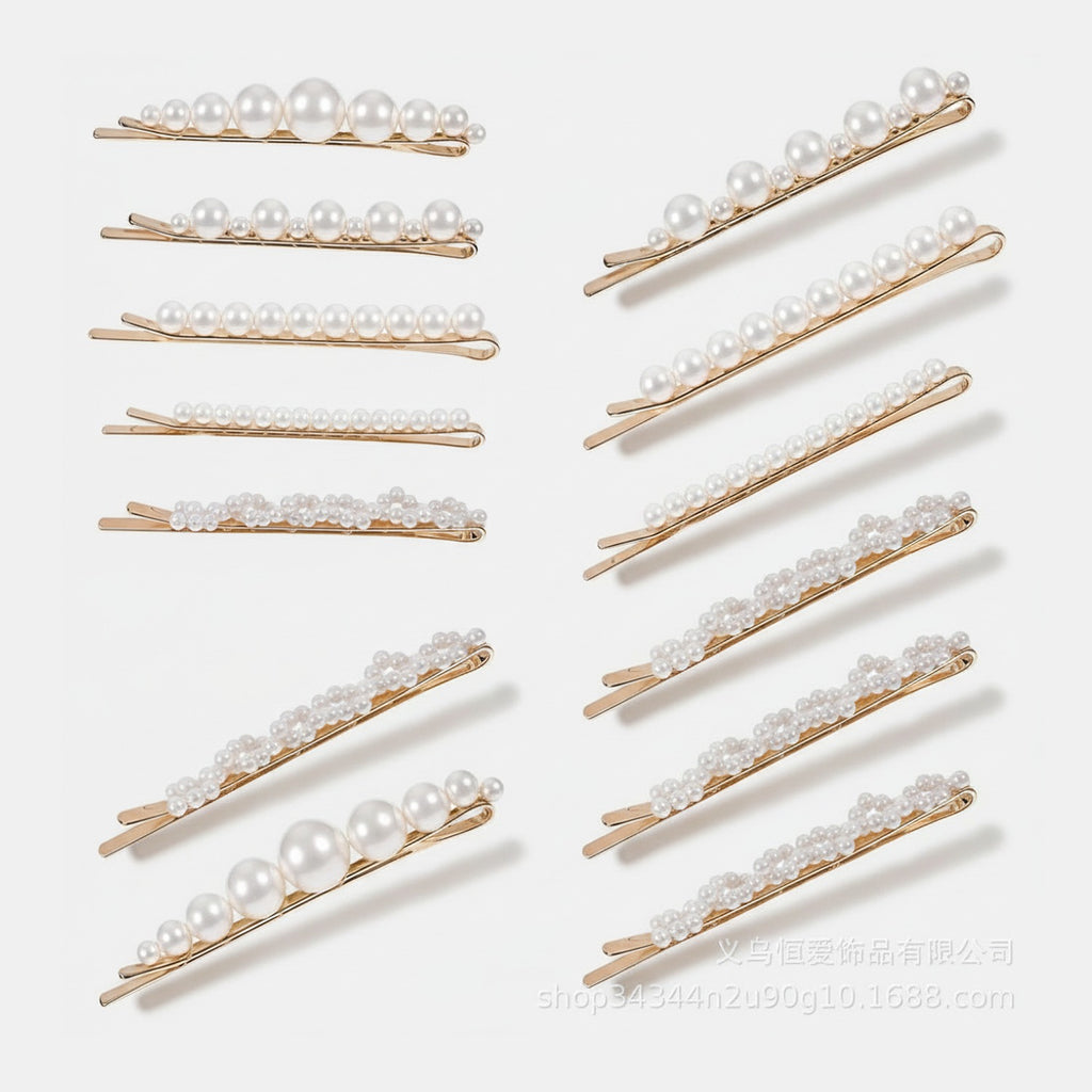 Pearl Hair Clips Set Gold Minimalist – hair accessories (view 1)