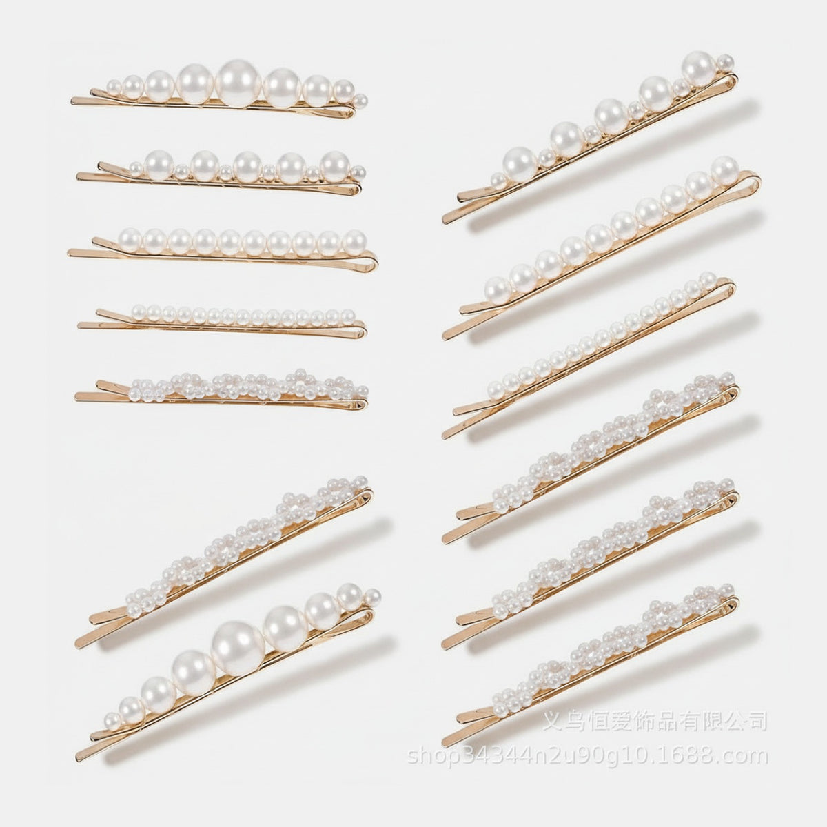 Pearl Hair Clips Set Gold Minimalist – hair accessories (view 1)