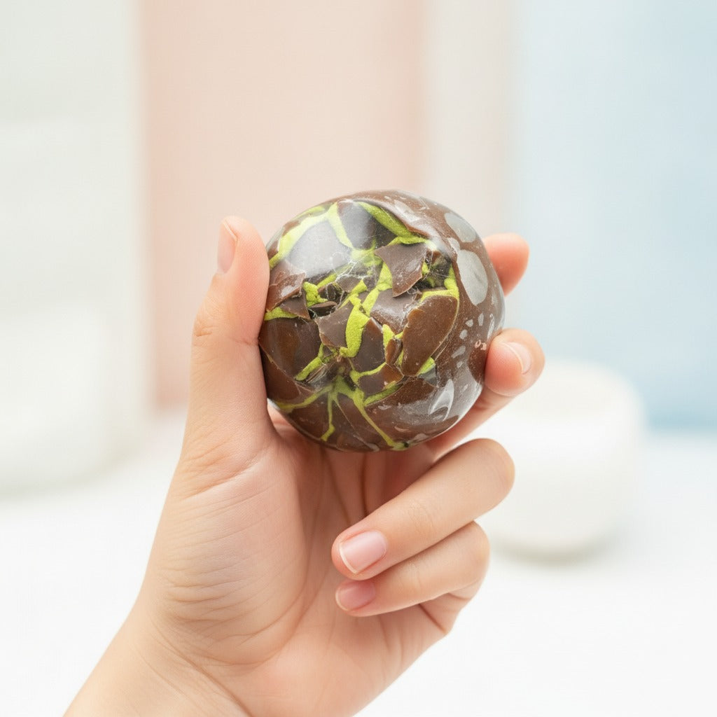 Crispy Bubble Squishy Ball - Purple - squeeze in hand