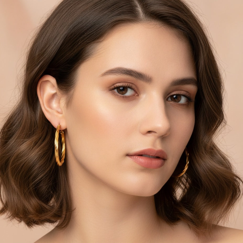 Twisted Gold Hoop Earrings