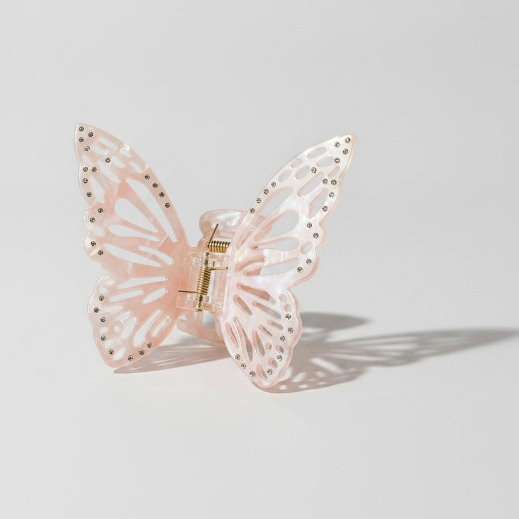 Butterfly Rhinestone Pearl Hair Claw Clip – hair accessories (view 1)