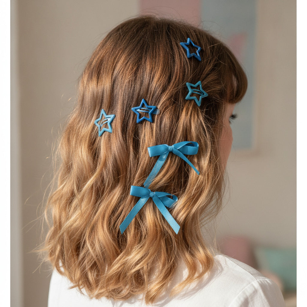 Butterfly & Star Hair Clip Set Blue