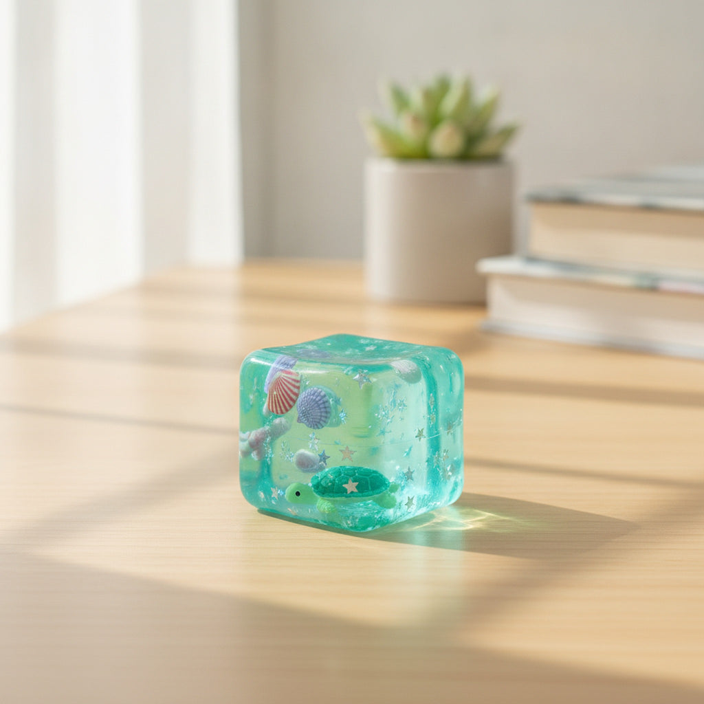 Ocean Creatures Squishy Cube - Mint Ocean