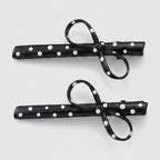 Black Polka Dot Bow Hair Clips Pair – hair accessories (view 1)