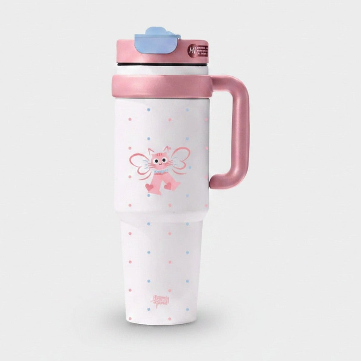 Butterfly Cat Pink Insulated Tumbler With Handle – novelty & toys (view 1)