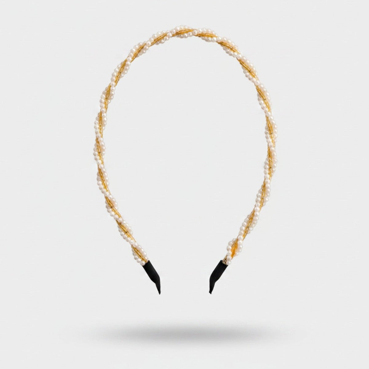 Pearl Beaded Gold Twisted Headband – hair accessories (view 1)
