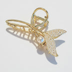 Gold Pearl Butterfly Rhinestone Hair Claw – hair accessories (view 1)