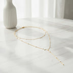 Delicate Layered Pearl Chain Necklace - Gold