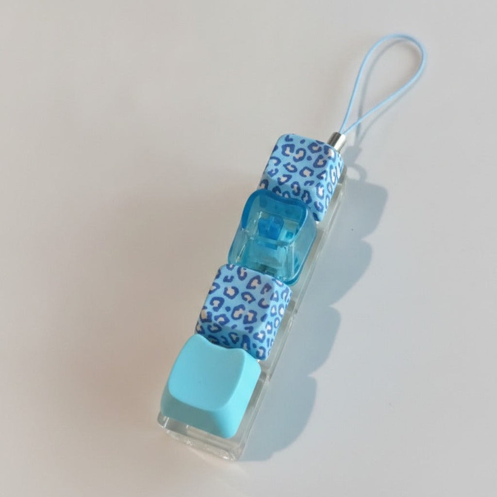 Leopard Print Nail Polish Keychain - Blue Leopard