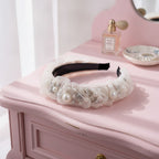 Pearl & Rhinestone Padded Headband - White Pearl