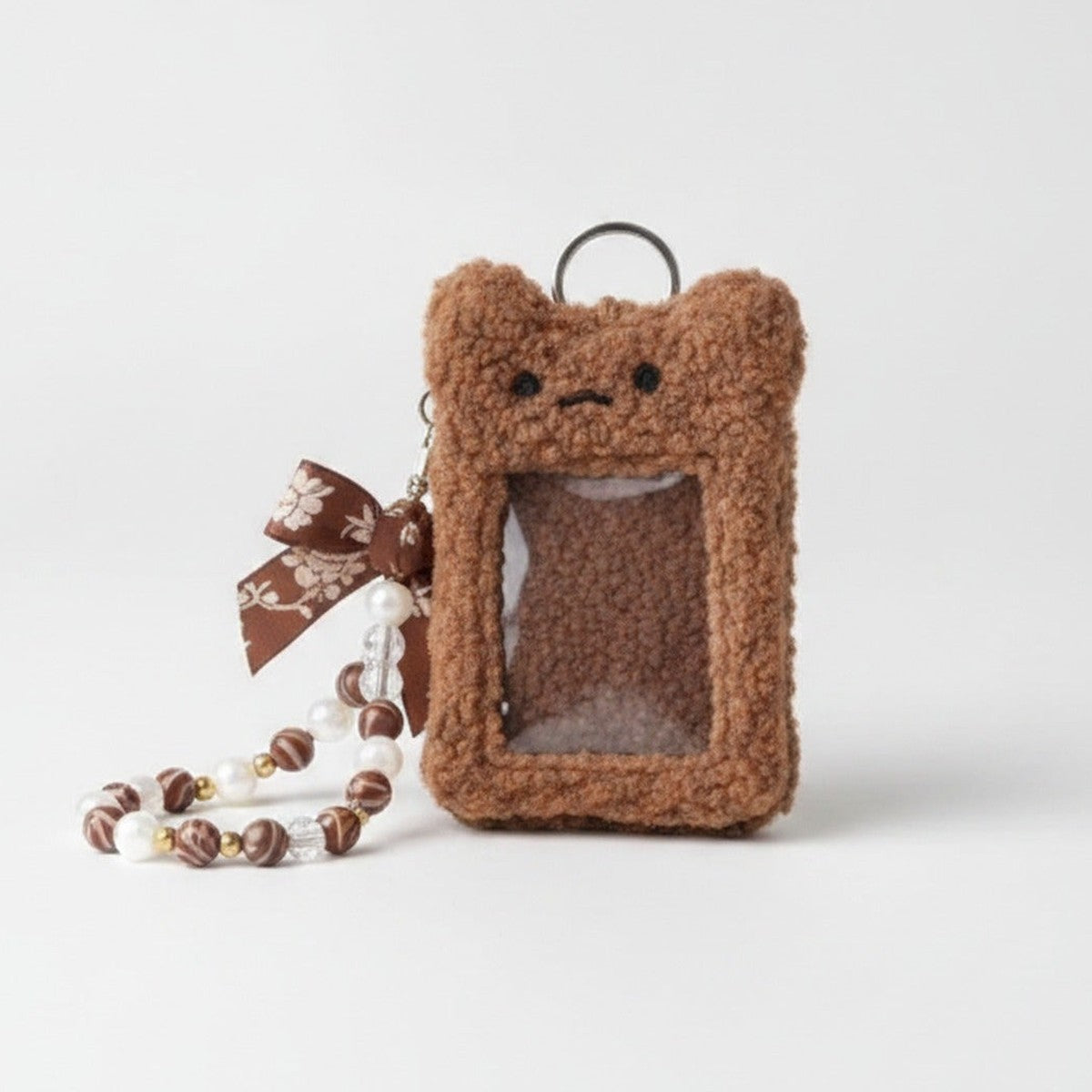 Fluffy Teddy Bear Photo Charm Keychain – tech (view 1)