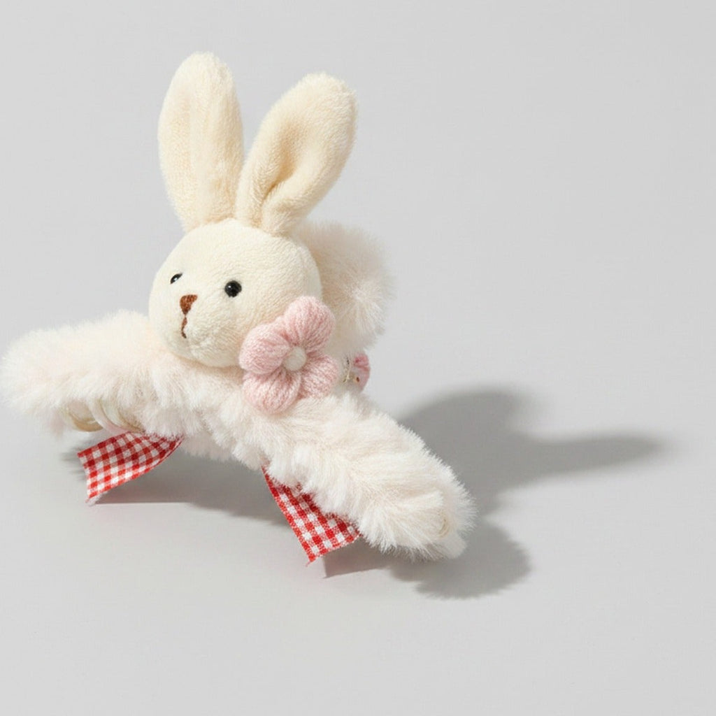 Fuzzy Bunny Hair Claw With Pink Bow – hair accessories (view 1)