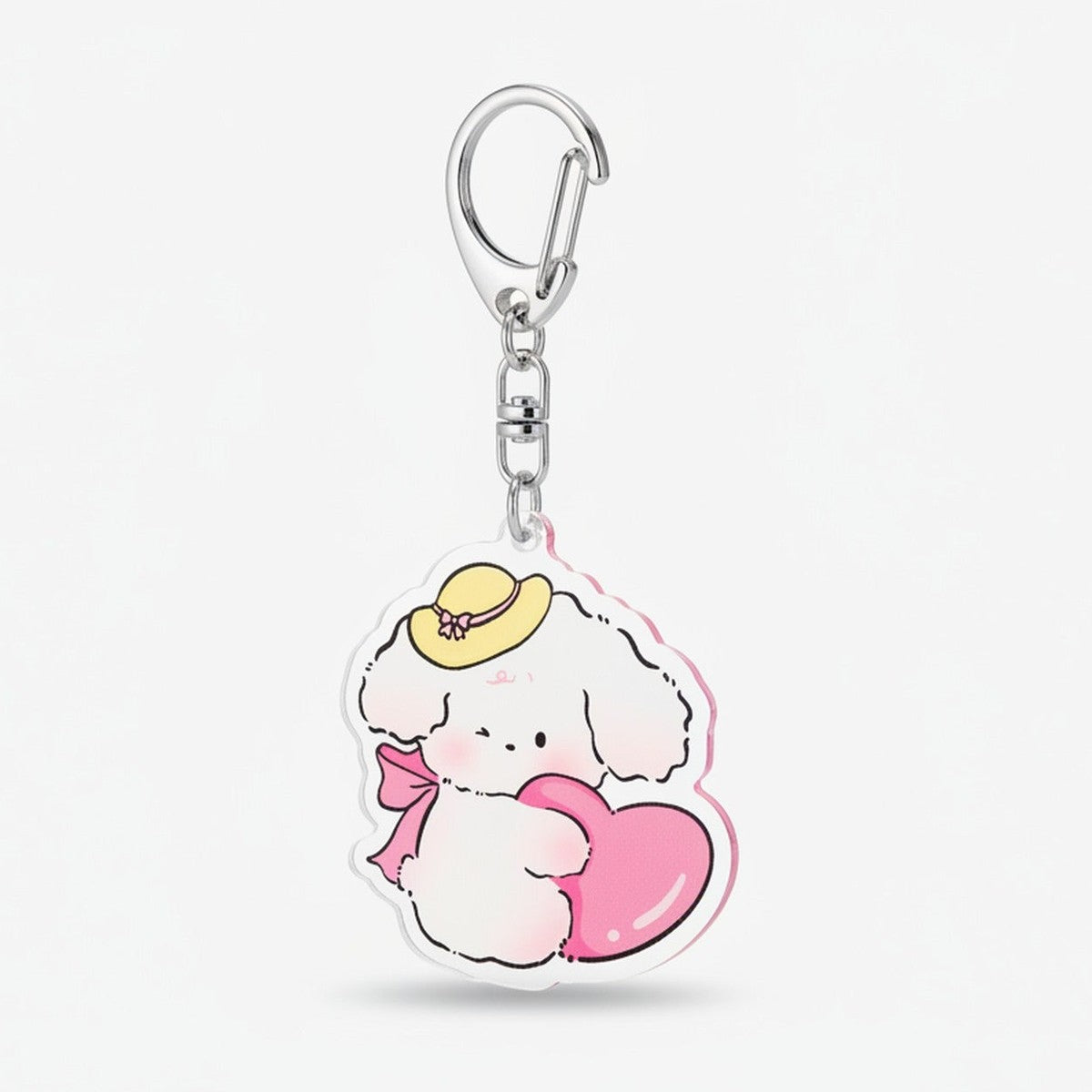 Cute Puppy Heart Acrylic Keychain With Hat – novelty & toys (view 1)