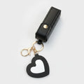 Heart Cutout Leather Keychain - Black