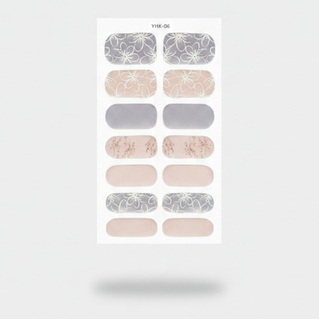 Floral Nail Wraps Aesthetic Neutral Set – Korean nail care (view 1)