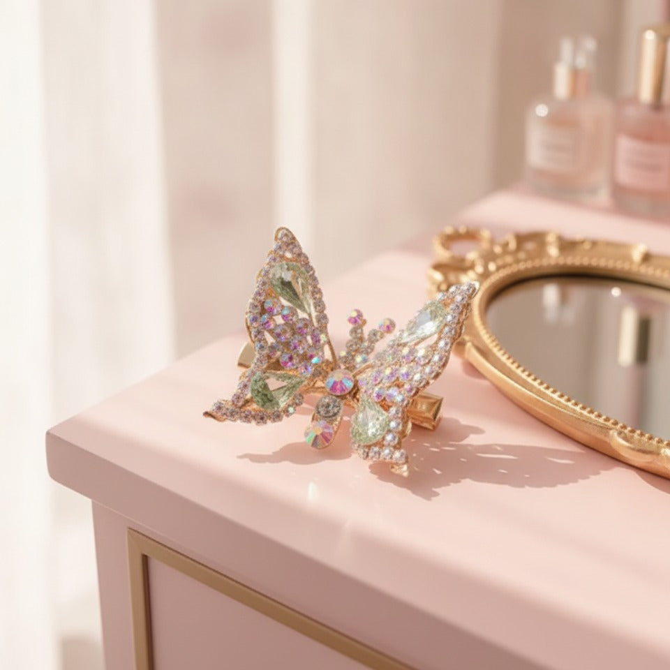 Butterfly Sparkle Hair Claw - Green