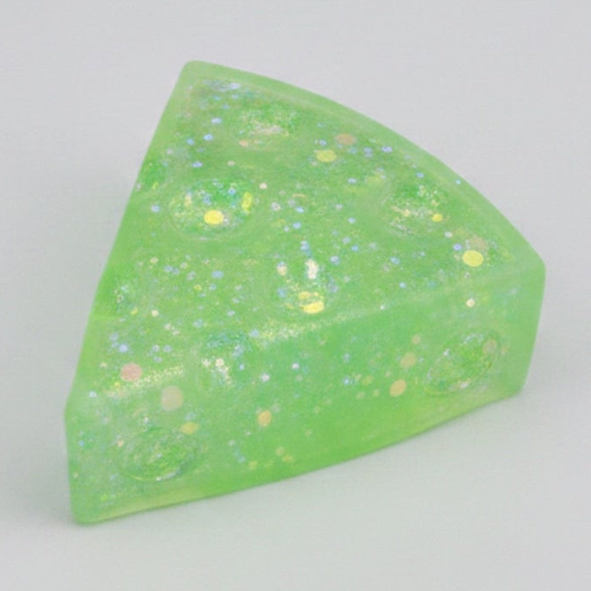 Glitter Triangle Cheese Squishy - Green