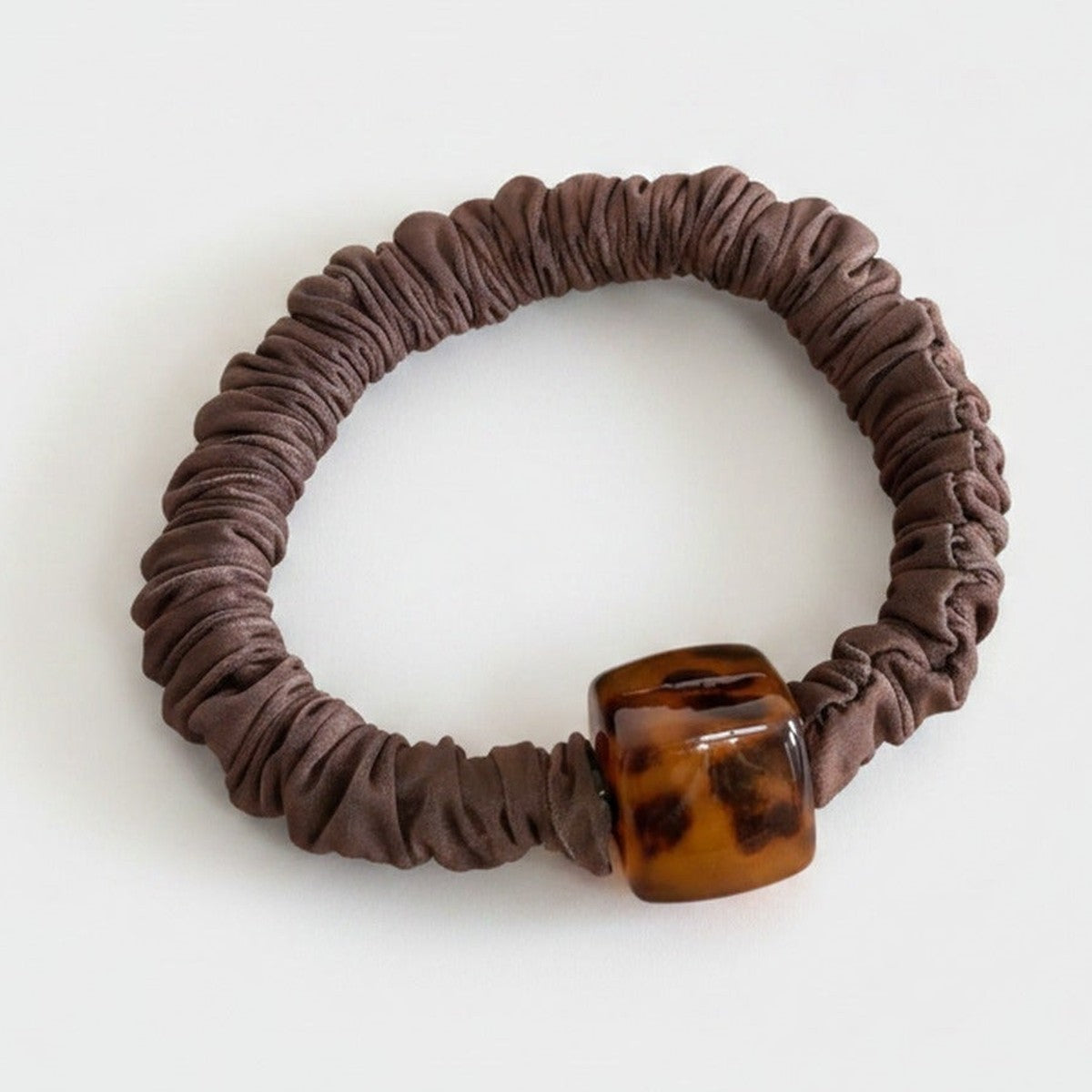 Tortoiseshell Charm Brown Fabric Scrunchie – hair accessories