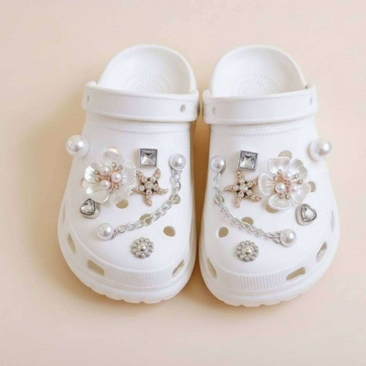 Pearl Flower Starfish Shoe Charms with Chains – apparel accessories (view 1)