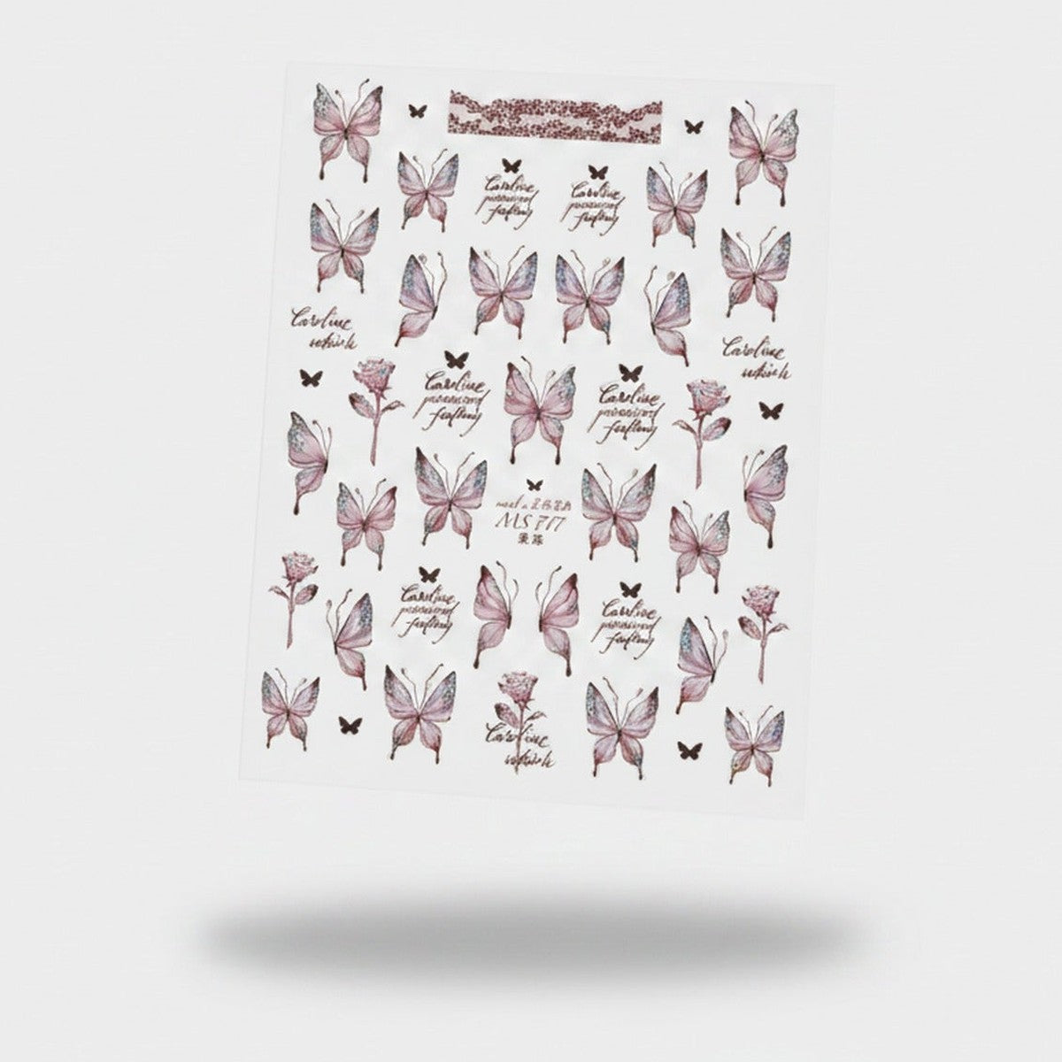 Butterfly Flower Nail Art Sticker Sheet – Korean nail care (view 1)