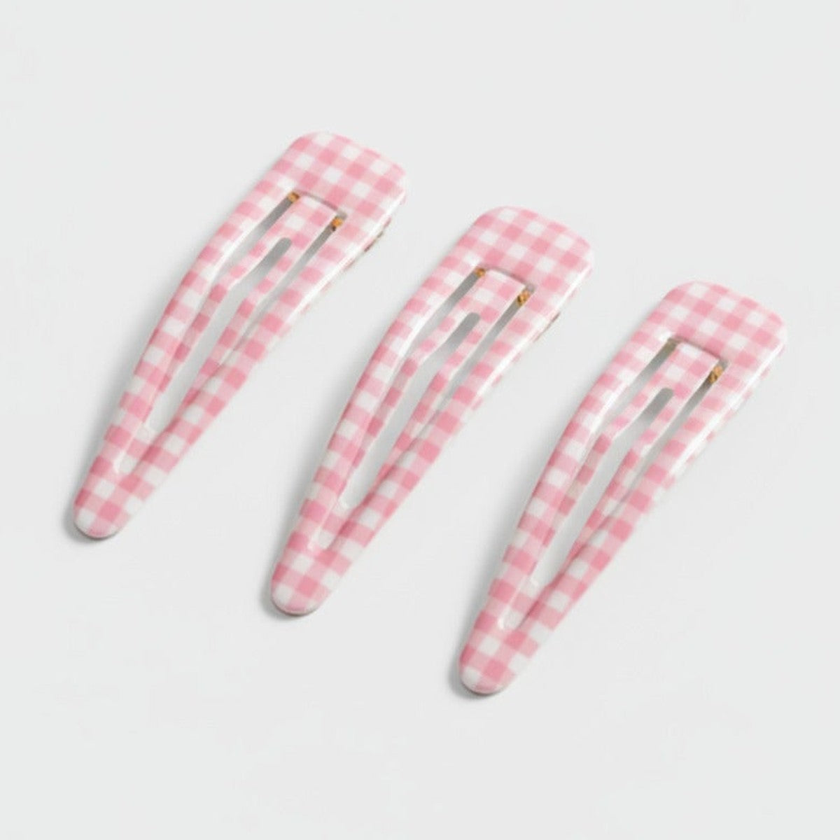 Teardrop Hair Clips Set - Light Pink Check – hair accessories (view 1)