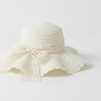 Cream Crochet Bucket Hat With Lace Bow – apparel accessories (view 1)