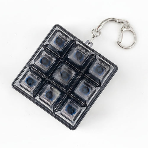 9 Key Fidget Switch Tester Keychain Toy - Black