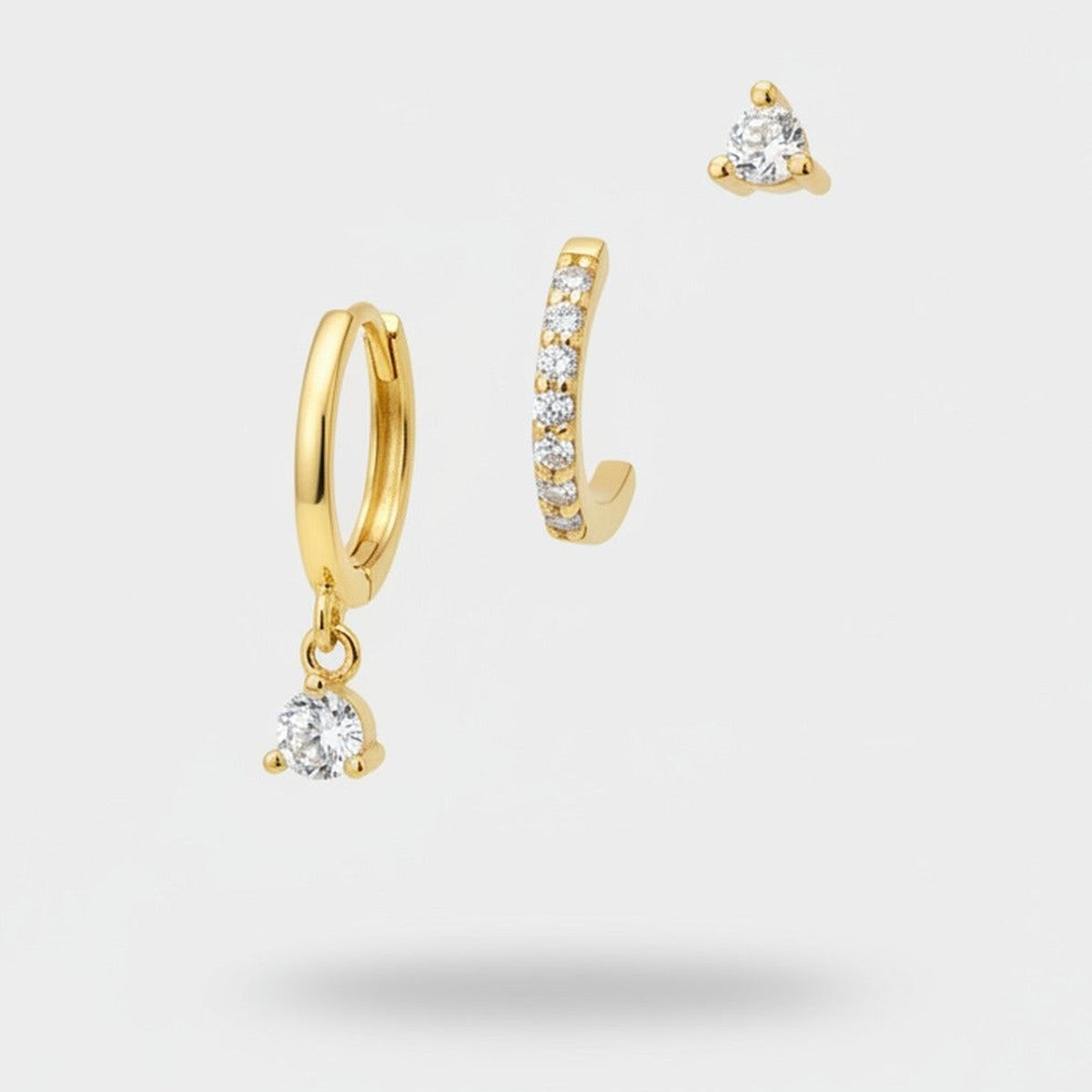 Gold Crystal Charm Hoop Earring Set – jewelry (view 1)